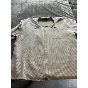 Bruno Vintage 90s beige and White Check‎ Button Down Shirt Size 4X big Italy